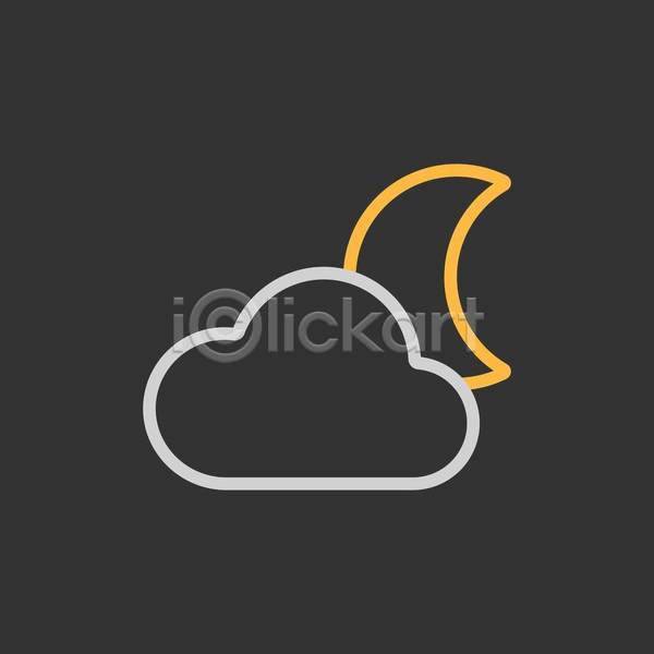 사람없음 EPS 아이콘 일러스트 해외이미지 검은색 구름(자연) 날씨 노란색 달 디자인 심볼 흰색
