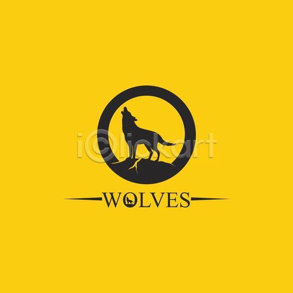 사람없음 EPS 일러스트 해외이미지 검은색 늑대 디자인 심볼 원형 타이포그라피