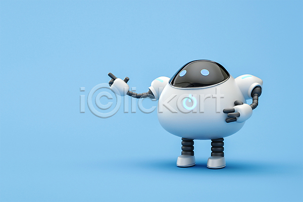 사람없음 3D PSD 디지털합성 편집이미지 3D캐릭터 AI(인공지능) 가리킴 로봇 상담 상담원 서기 손들기 안내 정보기술 채팅봇 파란색 편집 편집소스