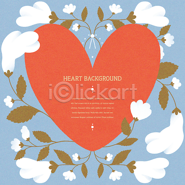 감성 사랑 사람없음 PSD 일러스트 꽃 봄 빨간색 잎 잎줄기 카드(감사) 하늘색 하트 하트백그라운드 하트프레임