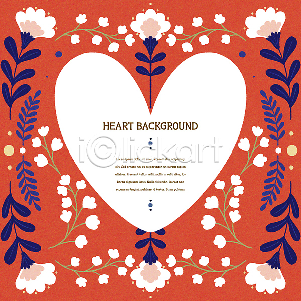 감성 사랑 사람없음 PSD 일러스트 꽃 빨간색 잎 잎줄기 카드(감사) 파란색 하트 하트백그라운드 하트프레임