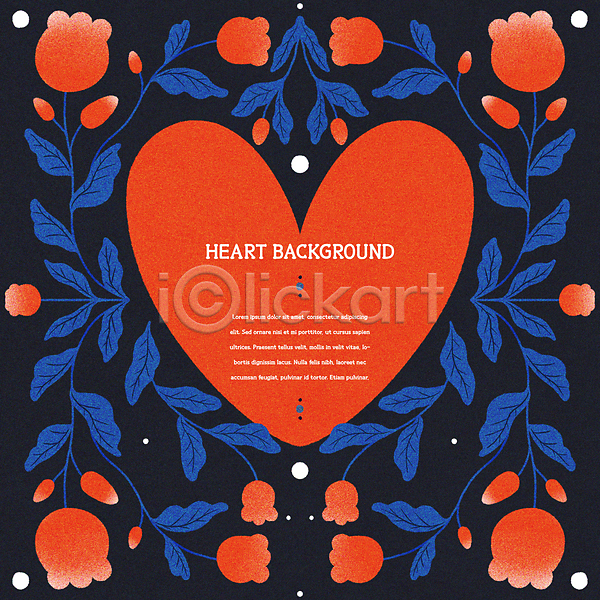 감성 사랑 사람없음 PSD 일러스트 강렬 꽃 빨간색 잎 잎줄기 카드(감사) 파란색 하트 하트백그라운드 하트프레임