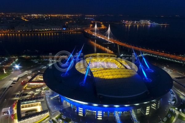 사람없음 JPG 포토 해외이미지 건물 도시풍경 러시아 빛 스타디움 야간 야경 야외