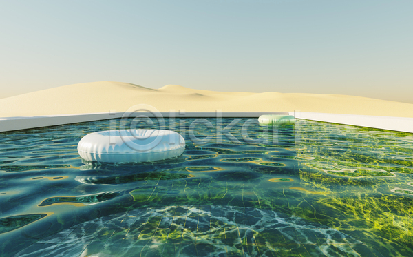 사람없음 3D JPG 포토 해외이미지 모래 물결 사막 수영장 여름(계절) 튜브 하늘