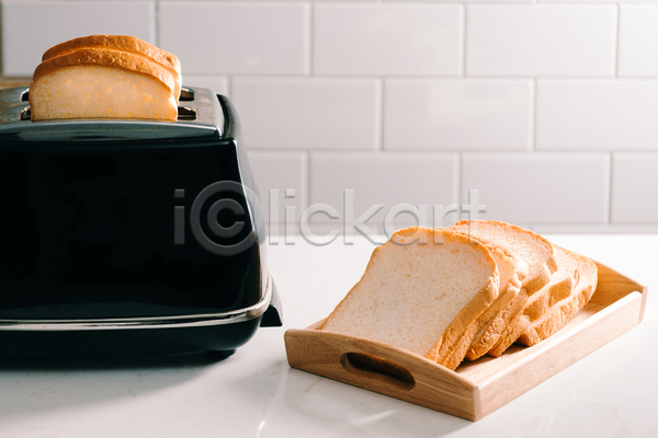 사람없음 JPG 포토 해외이미지 나무쟁반 식빵 실내 토스트 토스트기