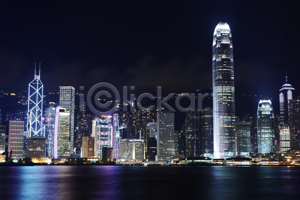 사람없음 JPG 포토 해외이미지 건물 고층빌딩 도시 도시풍경 스카이라인 야간 야경 야외 조명 홍콩