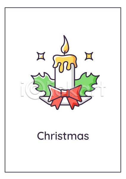 사람없음 EPS 일러스트 템플릿 해외이미지 리본 잎 초 촛불 카드(감사) 크리스마스 크리스마스장식 크리스마스카드