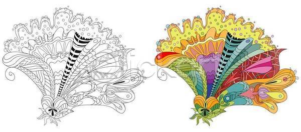 사람없음 EPS 일러스트 해외이미지 그림 만다라 선 젠탱글 추상 해외일러스트