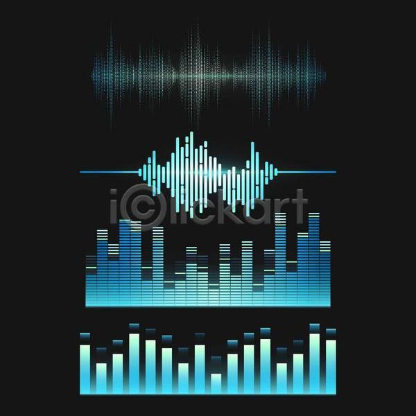 사람없음 EPS 일러스트 해외이미지 디자인 사운드웨이브 세트 소리 엘리먼트 음악 이퀄라이저 파란색