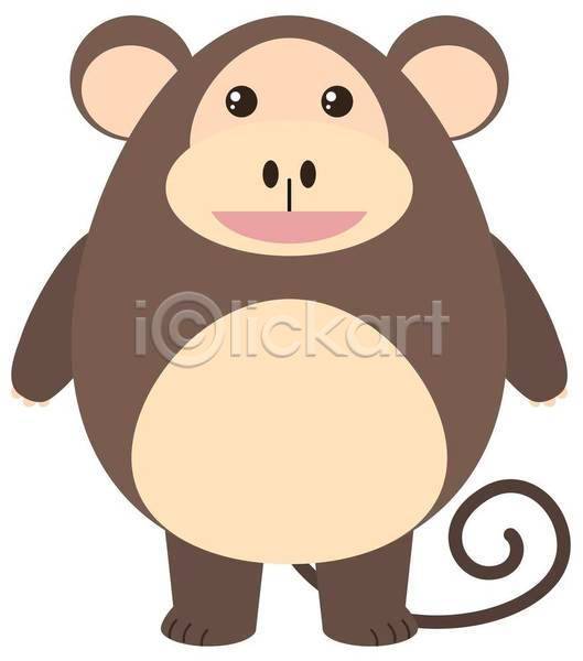 귀여움 사람없음 EPS 일러스트 해외이미지 원숭이 원숭이캐릭터 한마리
