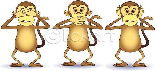 EPS 일러스트 해외이미지 3 꼬리 동물 만화 원숭이 자연 해외일러스트