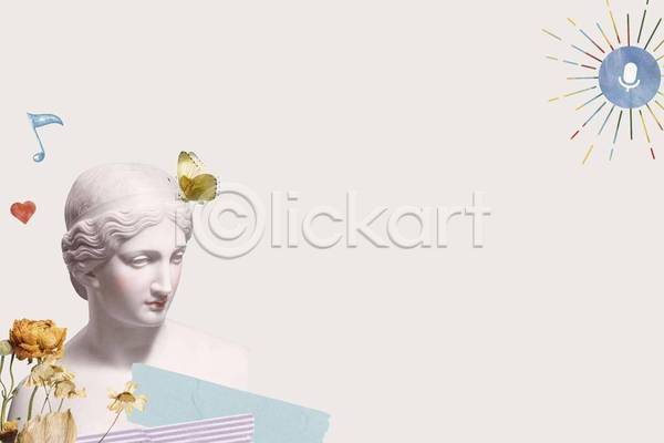 사람없음 EPS 일러스트 해외이미지 꽃 나비 디자인 백그라운드 여신 조각상 추상 카피스페이스