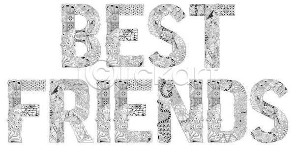 사람없음 EPS 일러스트 해외이미지 그림 단어 선 젠탱글 추상 해외일러스트