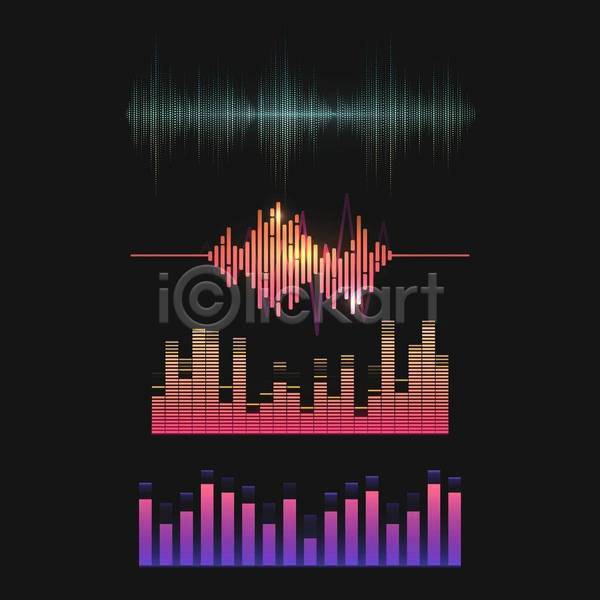 사람없음 EPS 일러스트 해외이미지 그래픽 볼륨 분홍색 빛 사운드웨이브 선 세트 웨이브 음악 이퀄라이저 컬러풀 파장