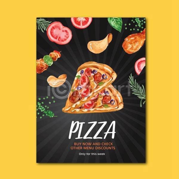 사람없음 EPS 일러스트 해외이미지 감자칩 검은색 로즈메리 메뉴판 완두콩 치킨 토마토 포스터 피자 피자조각