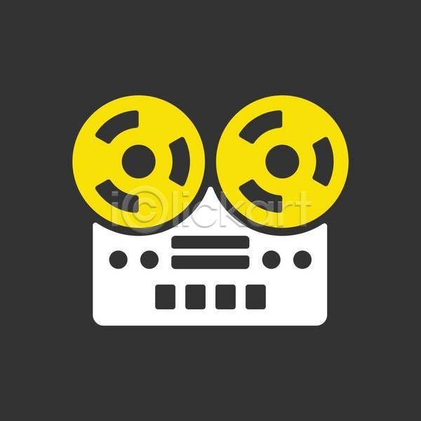 사람없음 EPS 아이콘 일러스트 해외이미지 검은색 노란색 녹음기 디자인 플레이어 흰색