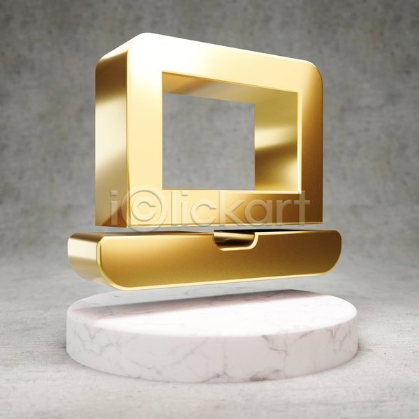 사람없음 3D JPG 포토 해외이미지 광택 금색 노트북 디지털 심볼 황금
