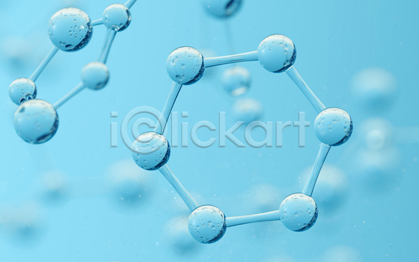 사람없음 3D JPG 포토 해외이미지 DNA 그래픽 기하학 백그라운드 블러 생물학 선 연결 원자 원형 육각형 하늘색 화학