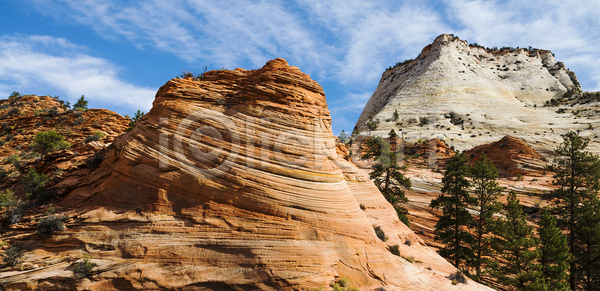 사람없음 JPG 포토 해외이미지 골짜기 공원 나무 미국 뷰티 빨간색 사암 산 선 시온산 야외 여행 자연 전국 파란색 풍경 하늘 해외포토