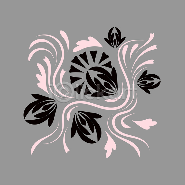 화려 사람없음 EPS JPG 일러스트 해외이미지 꽃 디자인 미술 민화 잎 회색