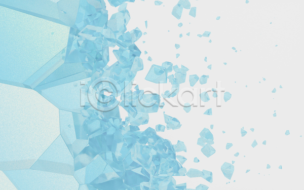사람없음 3D JPG 디지털합성 포토 해외이미지 균열 깨짐 손상 유리 추상 파란색 파편 하늘색 흩어짐 흰색