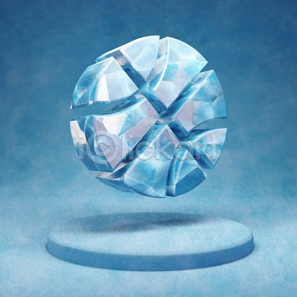 사람없음 3D JPG 입체 포토 해외이미지 농구공 얼음 오브젝트 파란색