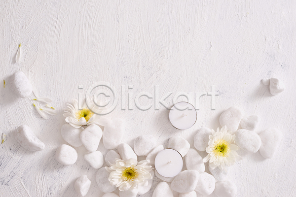 사람없음 JPG 포토 해외이미지 꽃 돌(바위) 스톤 실내 오브젝트 카피스페이스 향초 흰배경