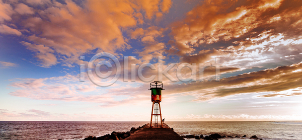 사람없음 JPG 포토 해외이미지 등대 바다 방파제 섬 인도양 프랑스 하늘 해외포토