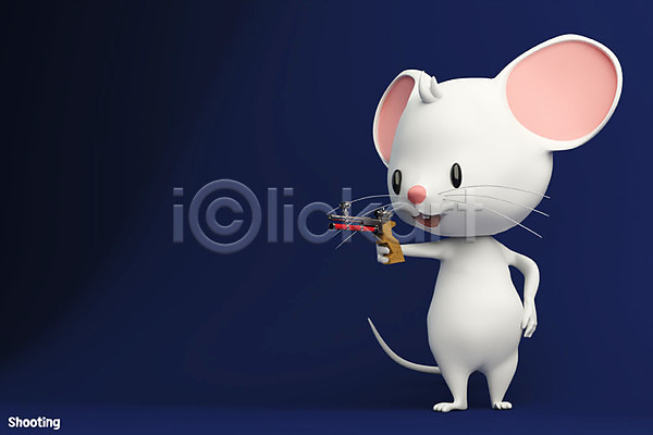 경쟁 귀여움 즐거움 사람없음 3D PSD 디지털합성 편집이미지 2020년 3D캐릭터 경자년 남색 동물캐릭터 백그라운드 사격 스포츠 올림픽 쥐 쥐띠 쥐캐릭터 총 편집 한마리 흰쥐