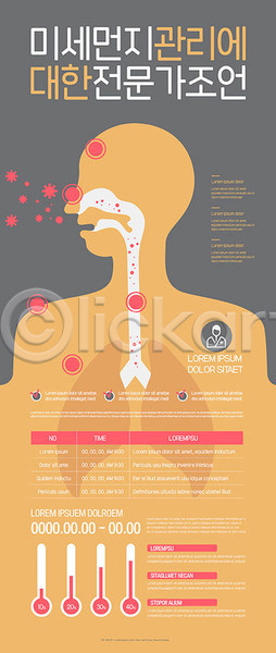 사람없음 AI(파일형식) 옆모습 템플릿 건강 미세먼지 장기(의학) 주황색 포스터 포스터템플릿 허파 호흡기관