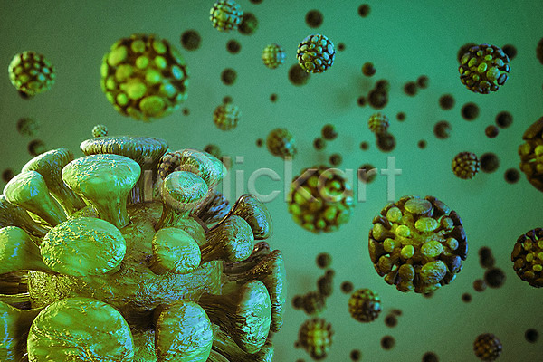 사회이슈 사람없음 PSD 디지털합성 편집이미지 바이러스 세포 전염병 초록색 코로나바이러스 폐렴