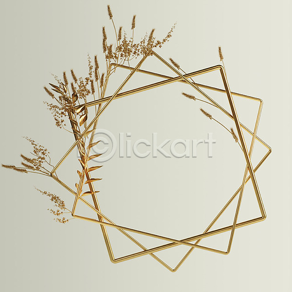 사람없음 3D PSD 편집이미지 겹침 금박 금색 금속 꽃 나뭇잎 백그라운드 벼 사각프레임 사각형 식물 잎 프레임 황금