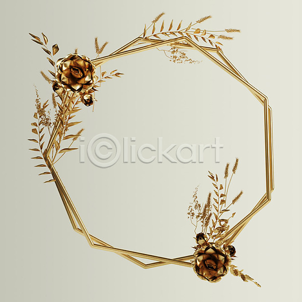 사람없음 3D PSD 편집이미지 겹침 금박 금색 금속 꽃 나뭇잎 다각형 백그라운드 벼 솔방울 식물 잎 프레임 황금