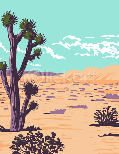 사람없음 JPG 포토 해외이미지 국립공원 그림 나무 사막 자연 카툰스타일 풍경(경치) 하늘 황무지