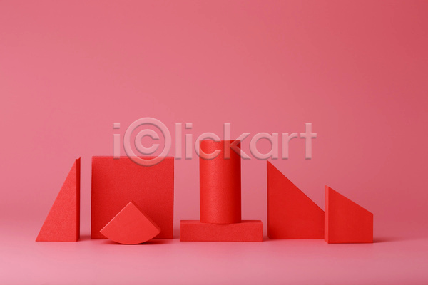 사람없음 JPG 포토 해외이미지 목업 분홍색배경 빨간색 삼각형 스튜디오촬영 실내 오브젝트 원기둥 입체도형 정사각형 직사각형