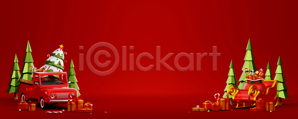 사람없음 3D JPG 디지털합성 포토 해외이미지 나무 보따리 빨간색 선물상자 썰매 자동차 지팡이사탕 크리스마스 크리스마스선물 크리스마스지팡이 크리스마스트리