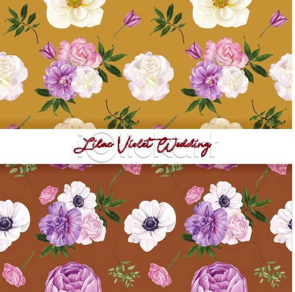 사람없음 EPS 일러스트 프레임일러스트 해외이미지 갈색 결혼 꽃 꽃무늬 디자인 수채화(물감) 잎 제비꽃 패턴