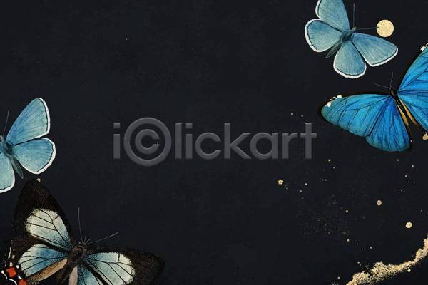 사람없음 EPS 일러스트 해외이미지 검은색 나비 디자인 백그라운드 카피스페이스 파란색
