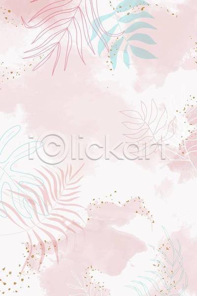 사람없음 EPS 일러스트 해외이미지 백그라운드 분홍색 수채화(물감) 얼룩 잎 점