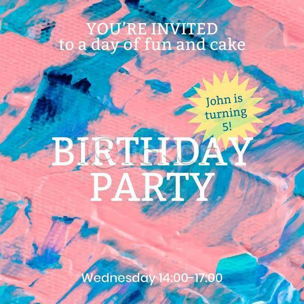 사람없음 EPS 일러스트 해외이미지 백그라운드 분홍색 생일파티 타이포그라피 파란색 포스터 포스터템플릿