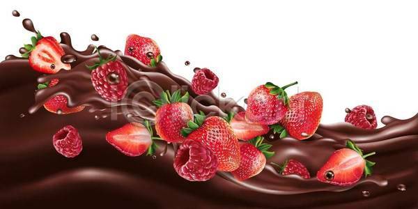 사람없음 EPS 일러스트 해외이미지 딸기 산딸기 스플래쉬 초콜릿 혼합