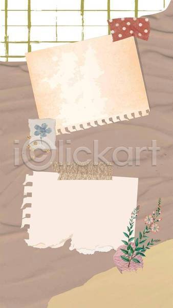 사람없음 EPS 일러스트 해외이미지 갈색 공백 공책 꽃 꾸미기 디자인 마스킹테이프 메모지 백그라운드 붙이기 종이 카피스페이스