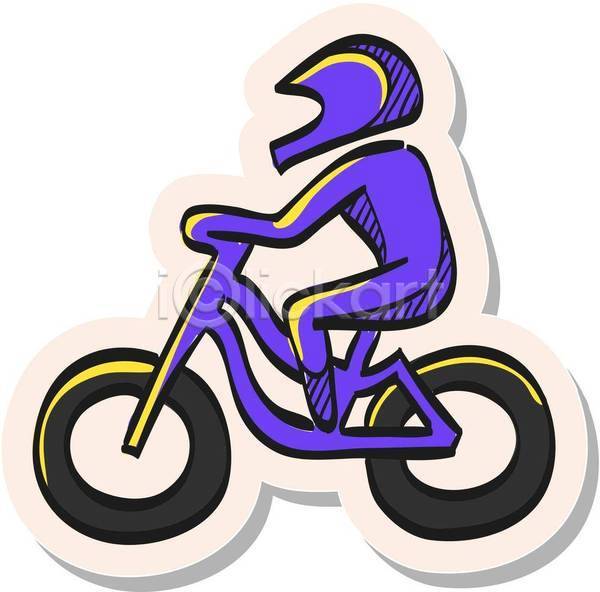 사람모양 사람없음 EPS 일러스트 해외이미지 보라색 스티커 심볼 자전거 헬멧