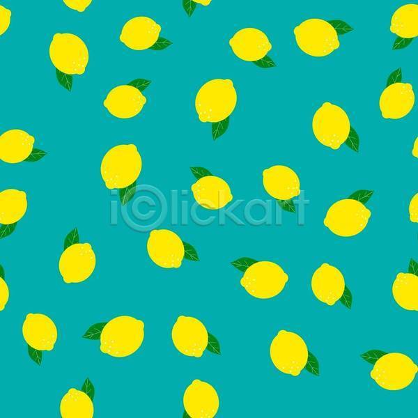 시원함 사람없음 EPS 일러스트 해외이미지 레몬 민트색 백그라운드 여름(계절) 잎 패턴 패턴백그라운드