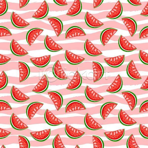 시원함 사람없음 EPS 일러스트 해외이미지 백그라운드 분홍색 수박 여름(계절) 줄무늬 패턴 패턴백그라운드