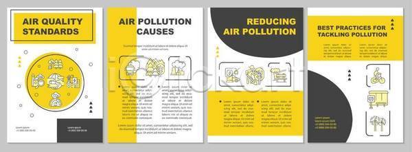 대기오염 사람모양 사람없음 EPS 일러스트 템플릿 해외이미지 검은색 노란색 도형 디자인 레이아웃 선 세트 심플 텍스트 포스터