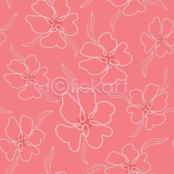 시원함 사람없음 EPS 일러스트 해외이미지 꽃 꽃무늬 라인아트 백그라운드 분홍색 여름(계절) 잎 패턴 패턴백그라운드