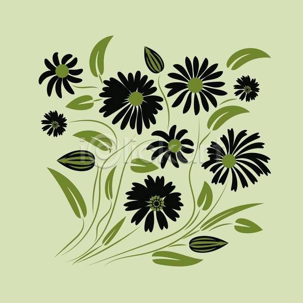 화려 사람없음 EPS 일러스트 해외이미지 꽃 디자인 미술 민화 연두색 잎