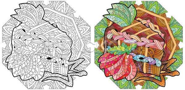 달콤 사람없음 EPS 일러스트 해외이미지 그림 디저트 선 젠탱글 추상 케이크 해외일러스트