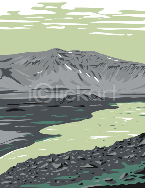사람없음 JPG 포토 해외이미지 강 국립공원 그림 미국 산 알래스카 자연 카툰스타일 풍경(경치)